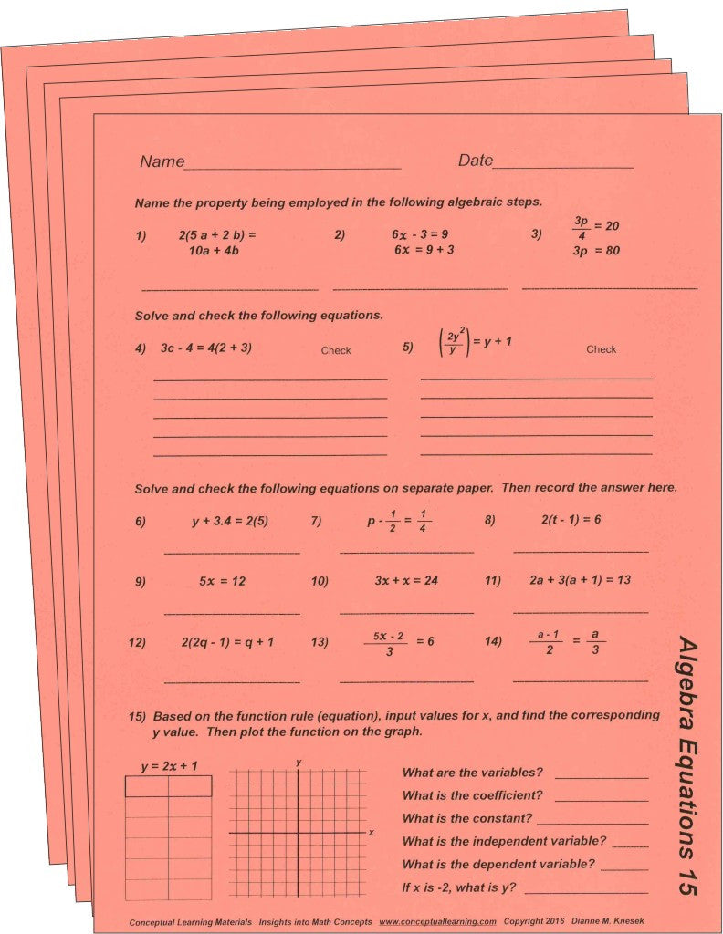 Algebra Equations – Conceptual Learning Materials