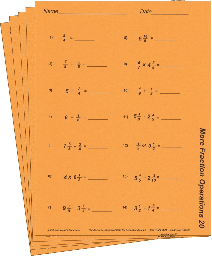 More Fraction Operations – Conceptual Learning Materials